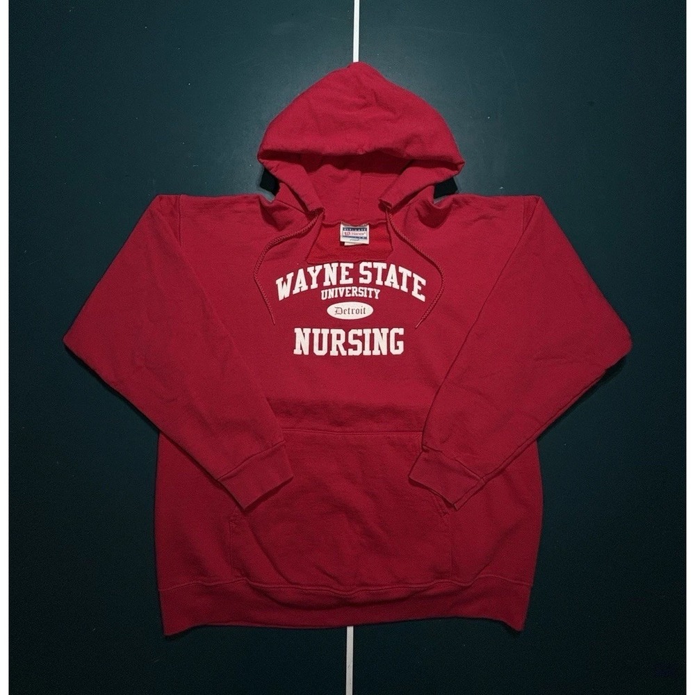 Vintage Wayne State University Nursing Hoodie Sweatshirt Men's Large Detroit 90s